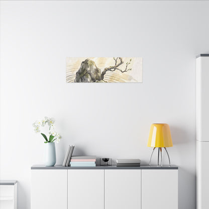 Serene Rock Garden Canvas Art - Sumi E Zen