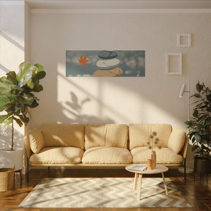Warm River Stones Canvas Art - Japanese Pattern Japandi