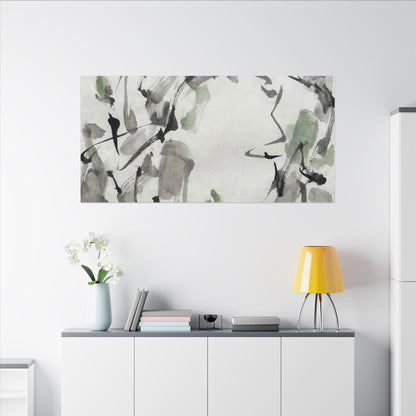 Zen Ink Brushstroke in Overcast | Sumi E Canvas Art