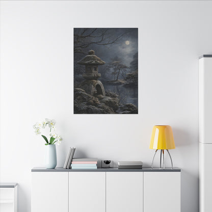 Stone Lantern Canvas Art | Winter Japandi Japanese Pattern Art