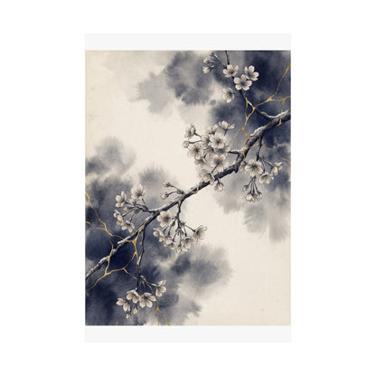 Beautiful Cherry Blossom Wall Art Print - Gold Vein Kintsugi