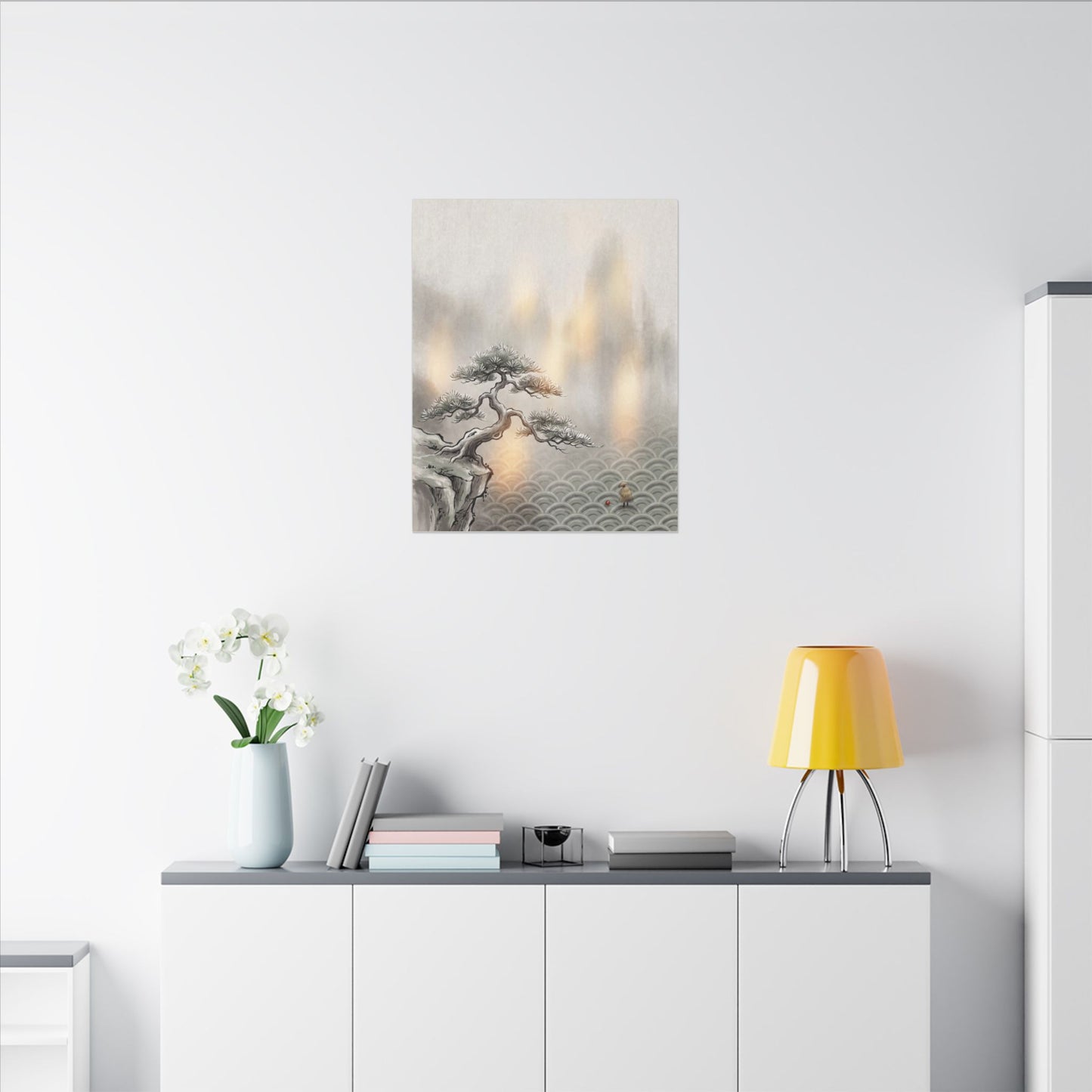 Pine Tree Canvas Art | Winter Japandi Japanese Pattern Art