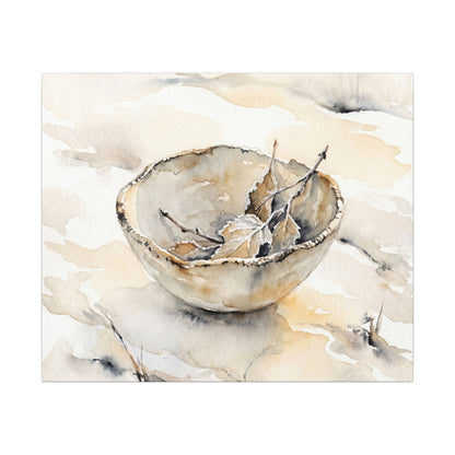 Ceramic Bowl Canvas Art | Winter Japandi Watercolor Art