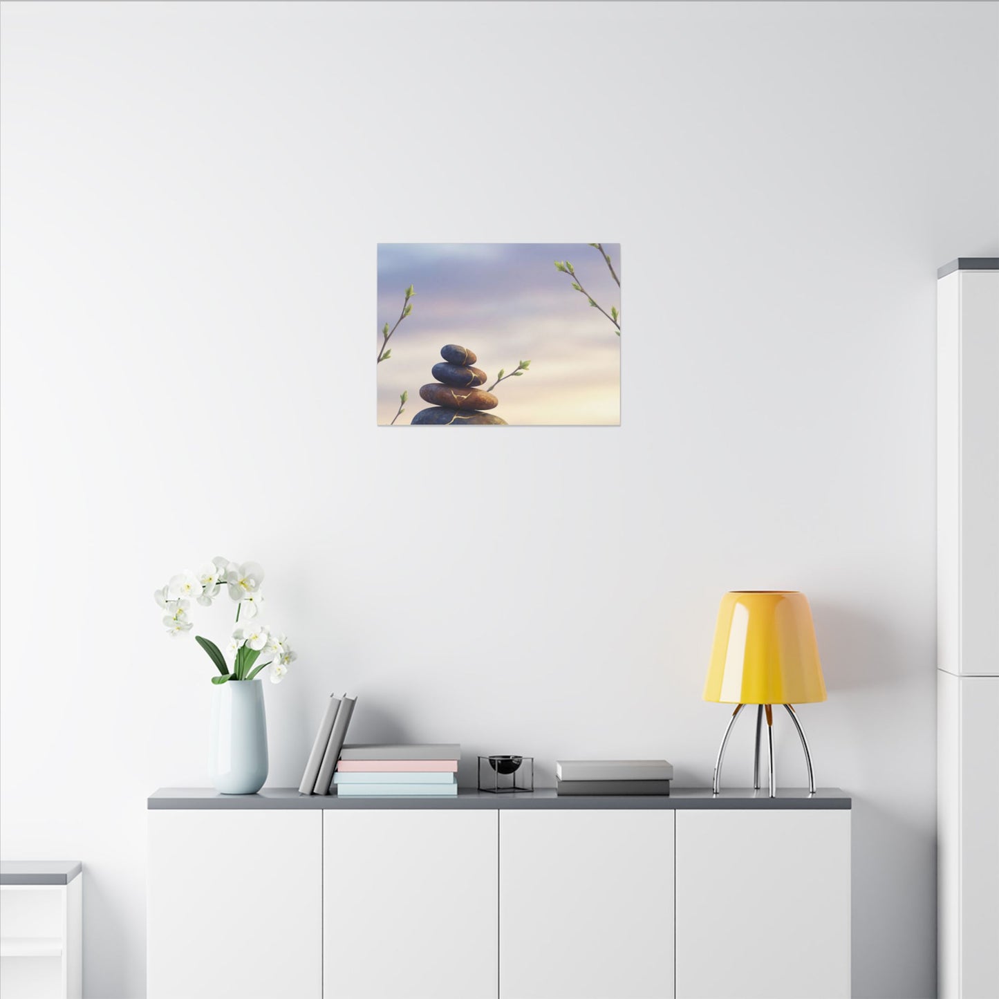 Spring River Stones Gold Vein Canvas Art | Philosophical Decor