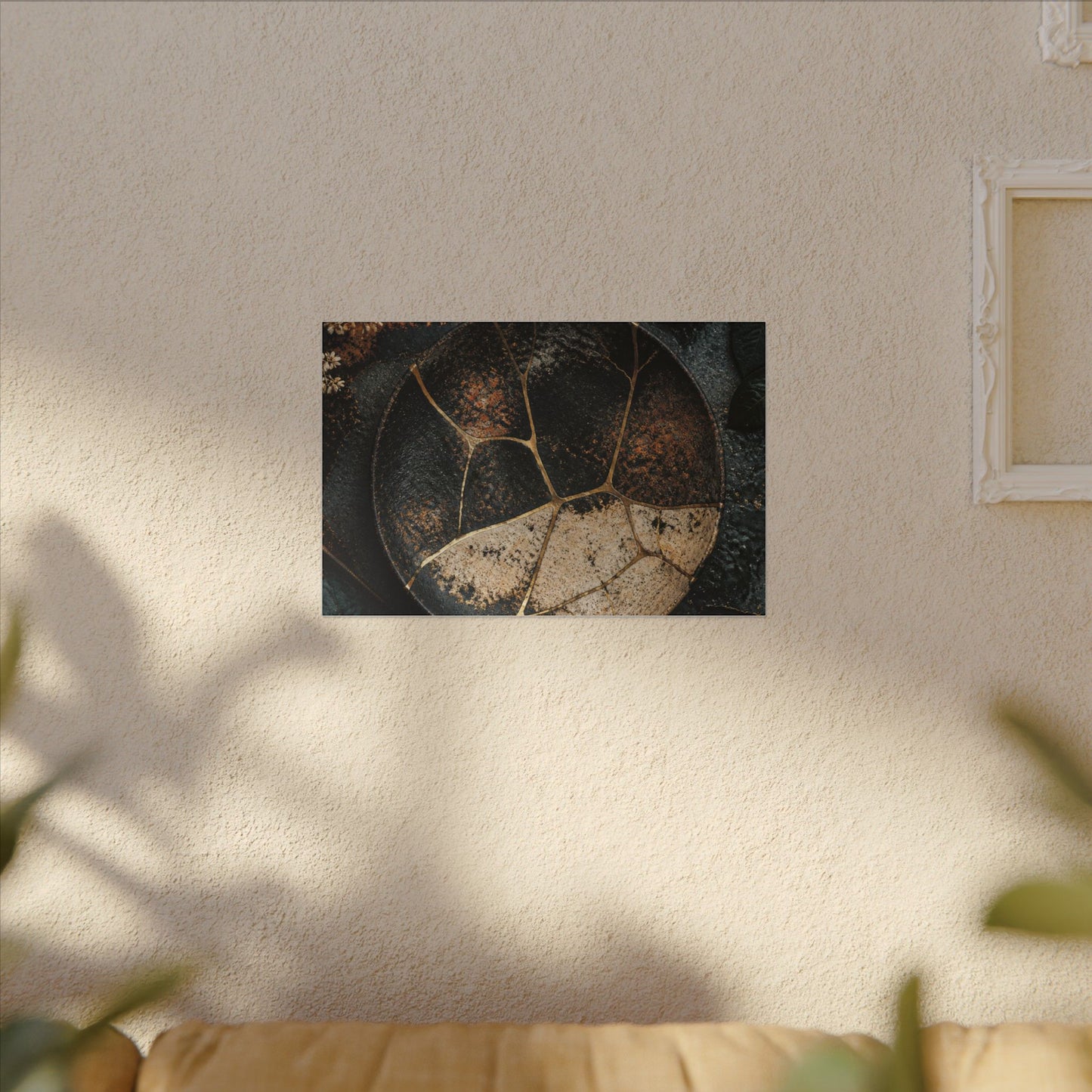 Kintsugi Rust Patina in Dawn | Gold Repair Canvas Art
