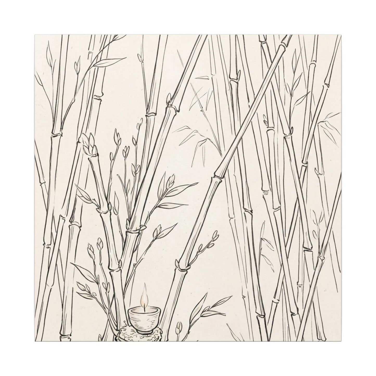Candlelight Bamboo Grove Canvas Art - Japandi Fukinsei