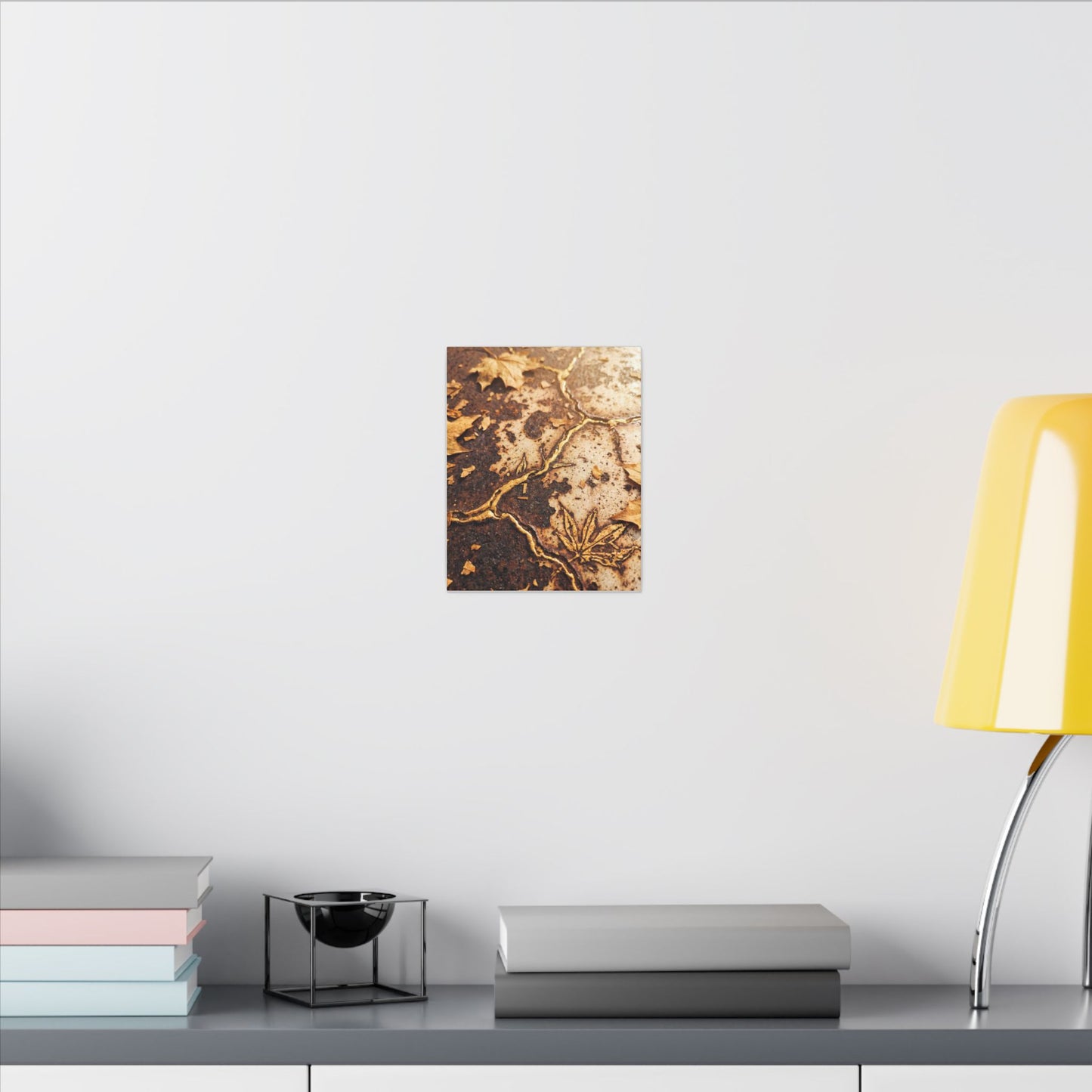 Kintsugi Rust Patina in Golden Hour | Gold Vein Canvas Art