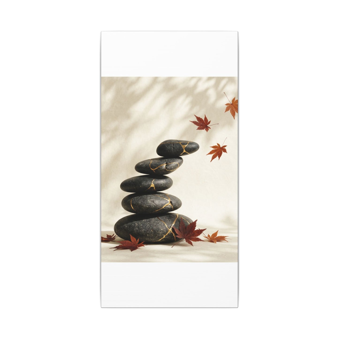 Kintsugi River Stones in Dappled | Crackle Gold Canvas Art