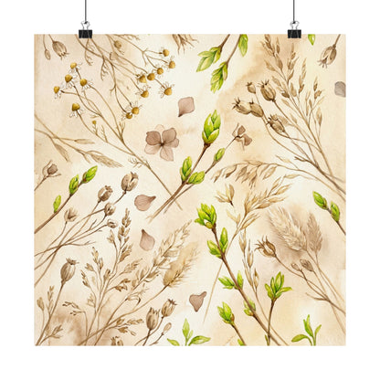 Spring Dried Flowers Watercolor Wall Art Print | Elegant Decor