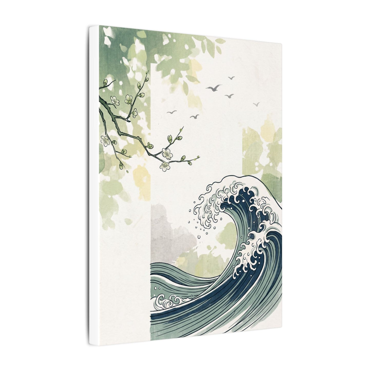 Spring Ocean Wave Ukiyo E Inspired Canvas Art | Serene Decor