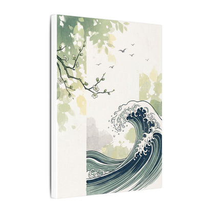 Spring Ocean Wave Ukiyo E Inspired Canvas Art | Serene Decor