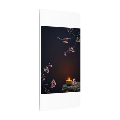 Dark Japandi Cherry Blossom in Candlelight | Moody Minimal Canvas Art