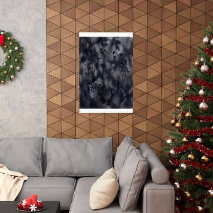 Dried Flowers Shadow Zen Wall Art Print | Bold Dark Japandi Art