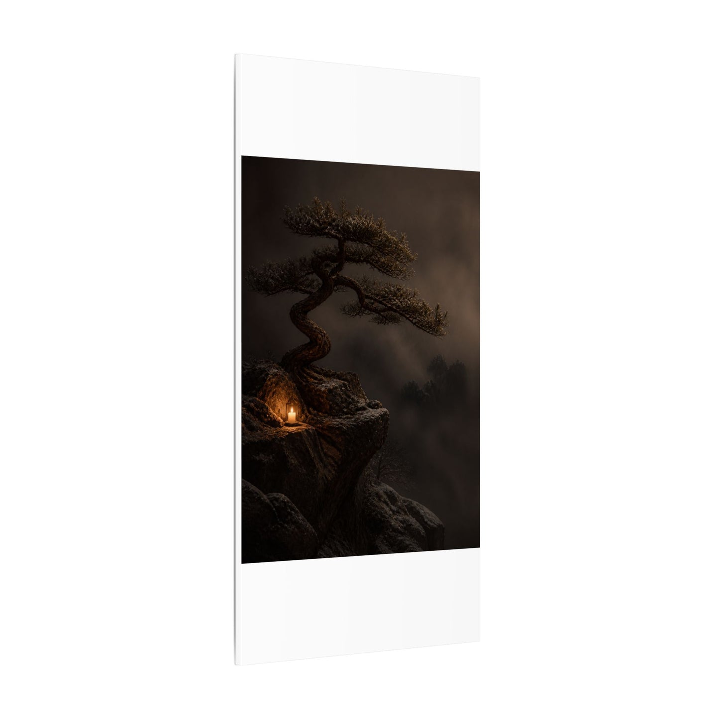 Pine Tree Shadow Zen Canvas Art | Luxurious Dark Japandi Art