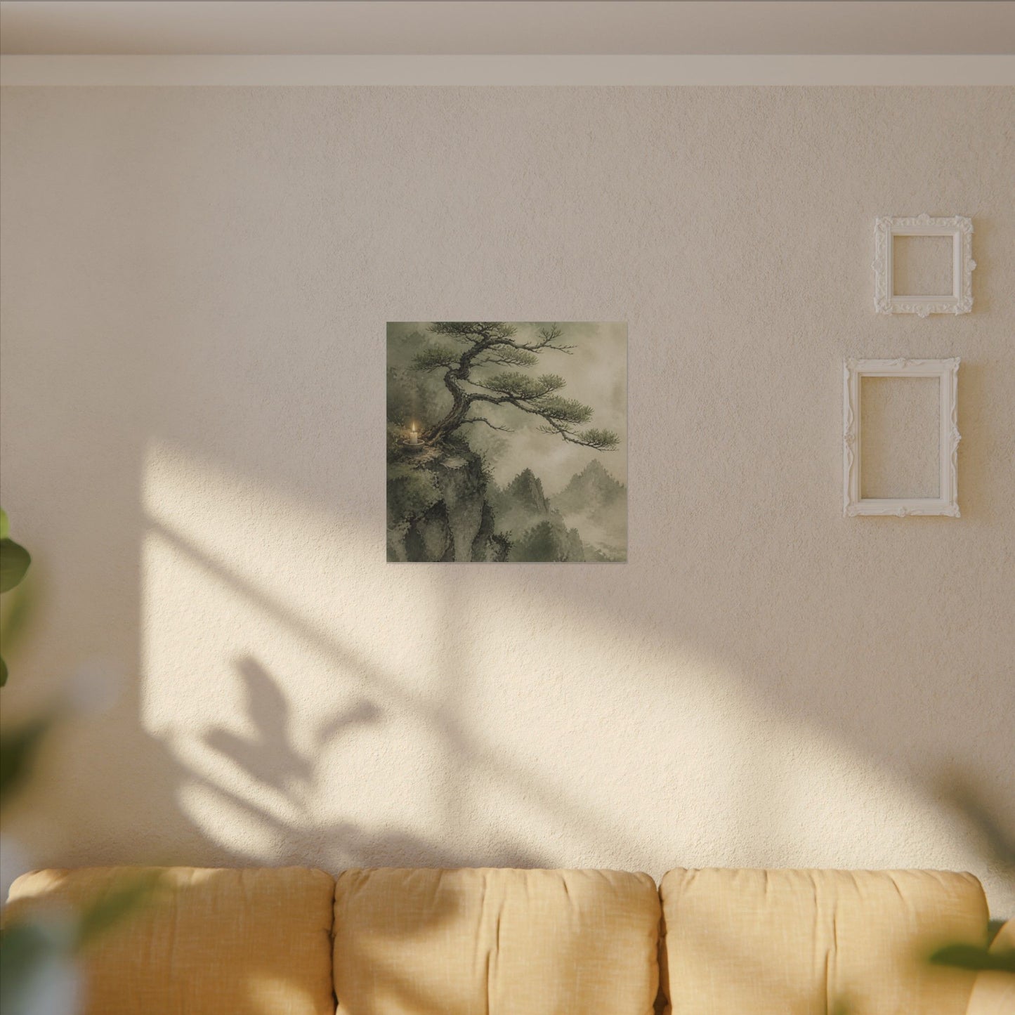 Candlelight Pine Tree Canvas Art - Japandi Kanso