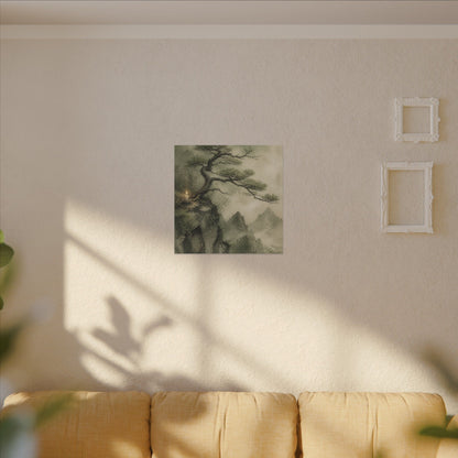 Candlelight Pine Tree Canvas Art - Japandi Kanso