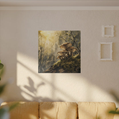 Wild Mushrooms Canvas Art | Spring Japandi Watercolor Art