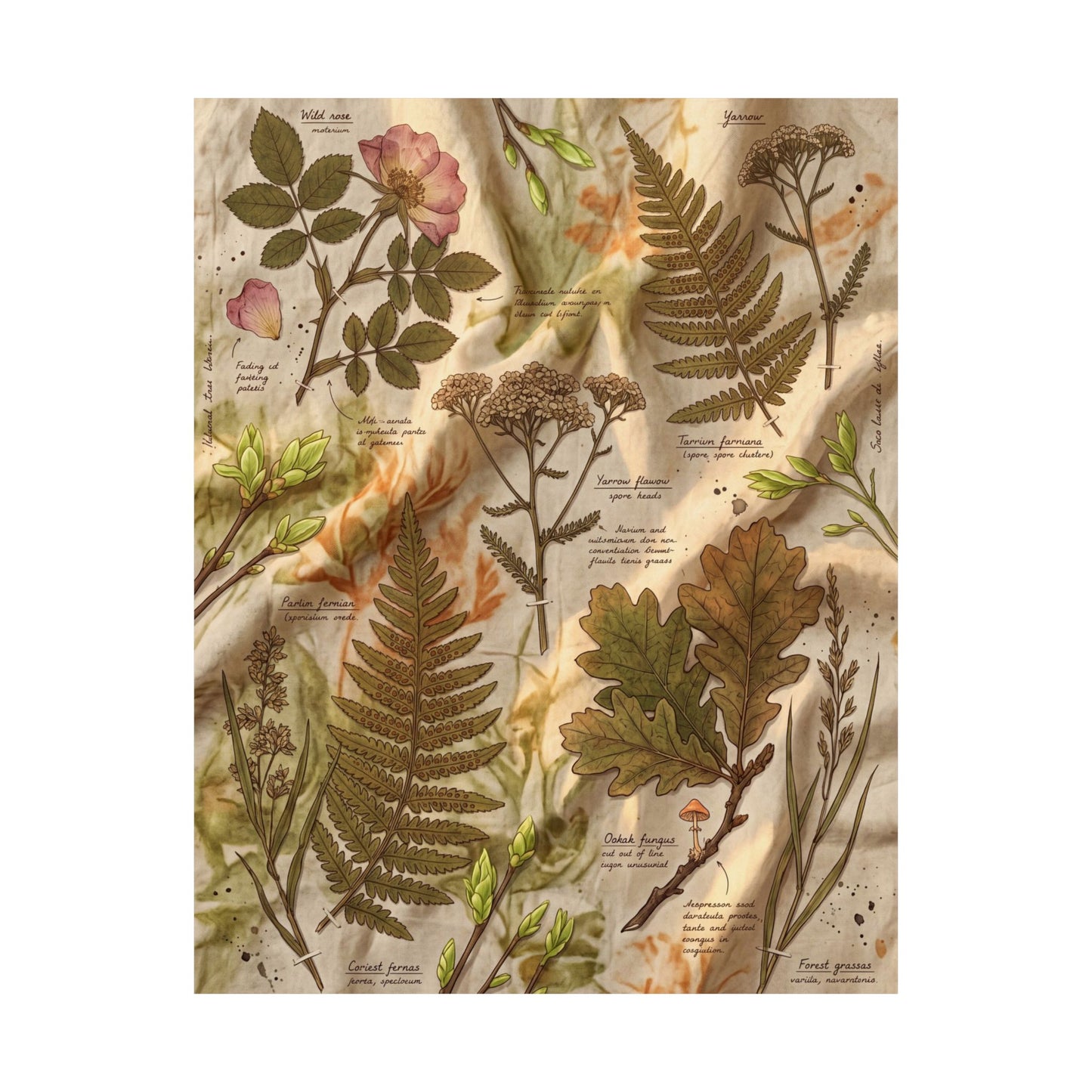 Spring Silk Drape Herbarium Wall Art Print | Nostalgic Decor
