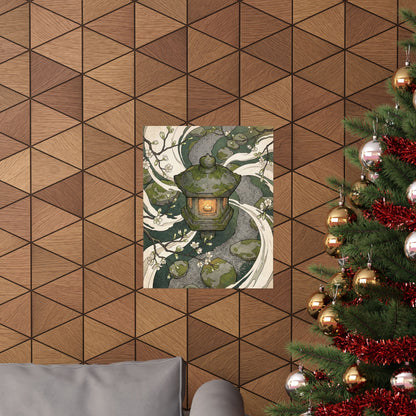 Stone Lantern Spring Wall Art Print | Zen Contemplative Design