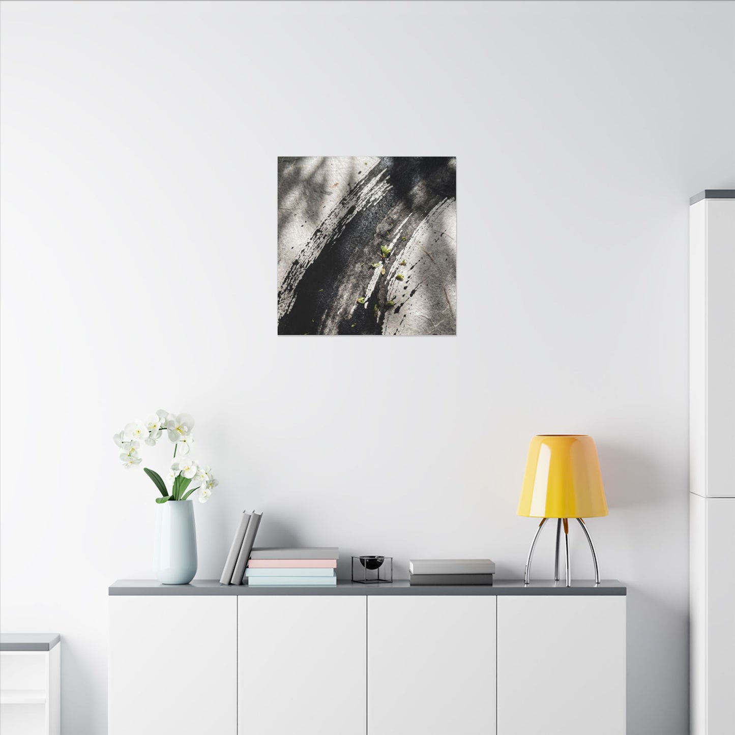 Ink Brushstroke Canvas Art | Spring Dark Japandi Moody Minimal Art