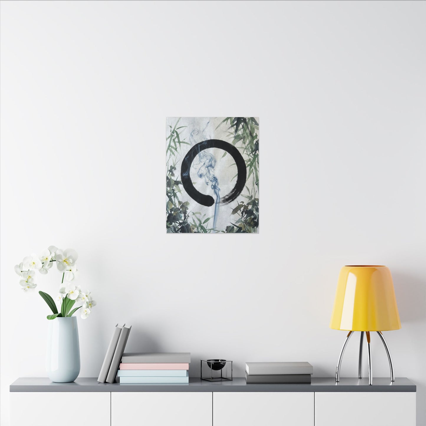 Zen Incense Smoke in Moonlight | Enso Canvas Art
