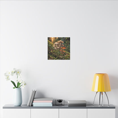 Spring Wild Mushrooms Herbarium Canvas Art | Rustic Decor