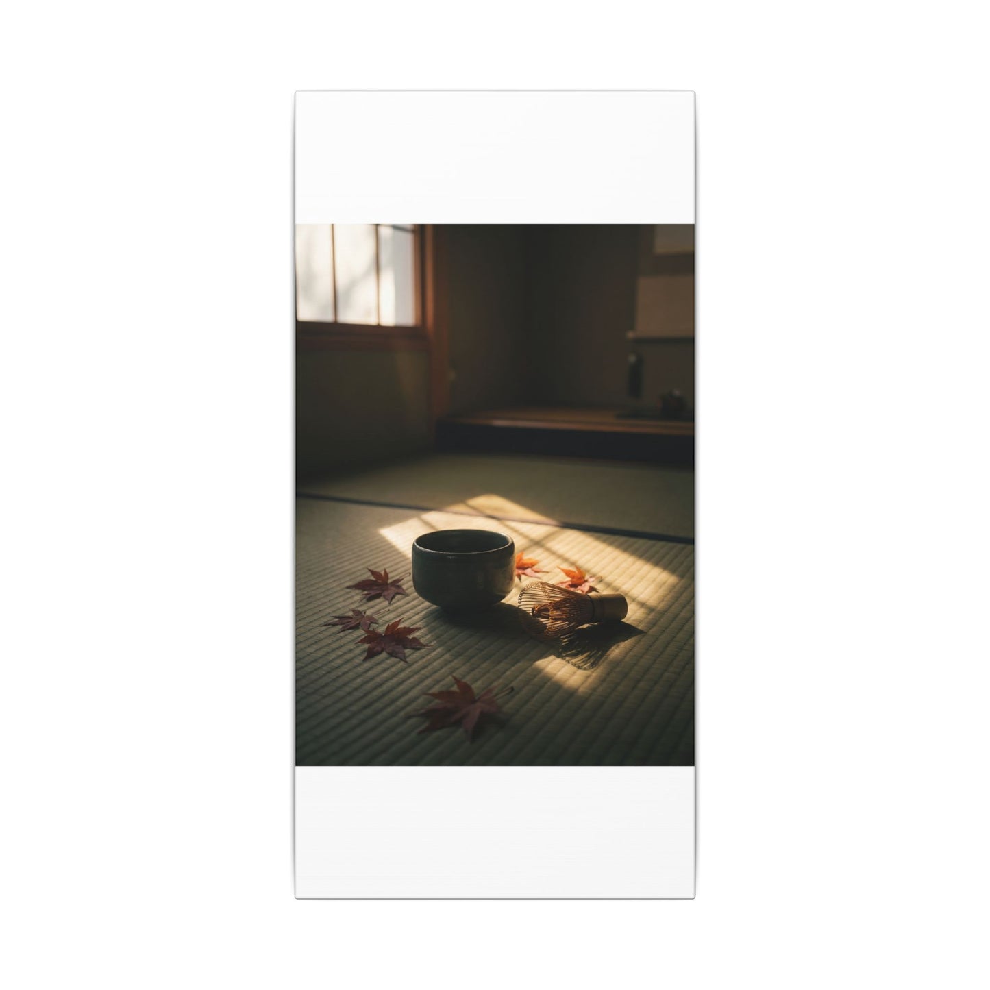 Dark Japandi Tea Ceremony in Golden Hour | Moody Minimal Canvas Art