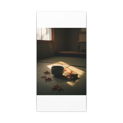 Dark Japandi Tea Ceremony in Golden Hour | Moody Minimal Canvas Art