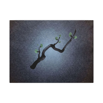 Ink Brushstroke Canvas Art | Spring Dark Japandi Moody Minimal Art