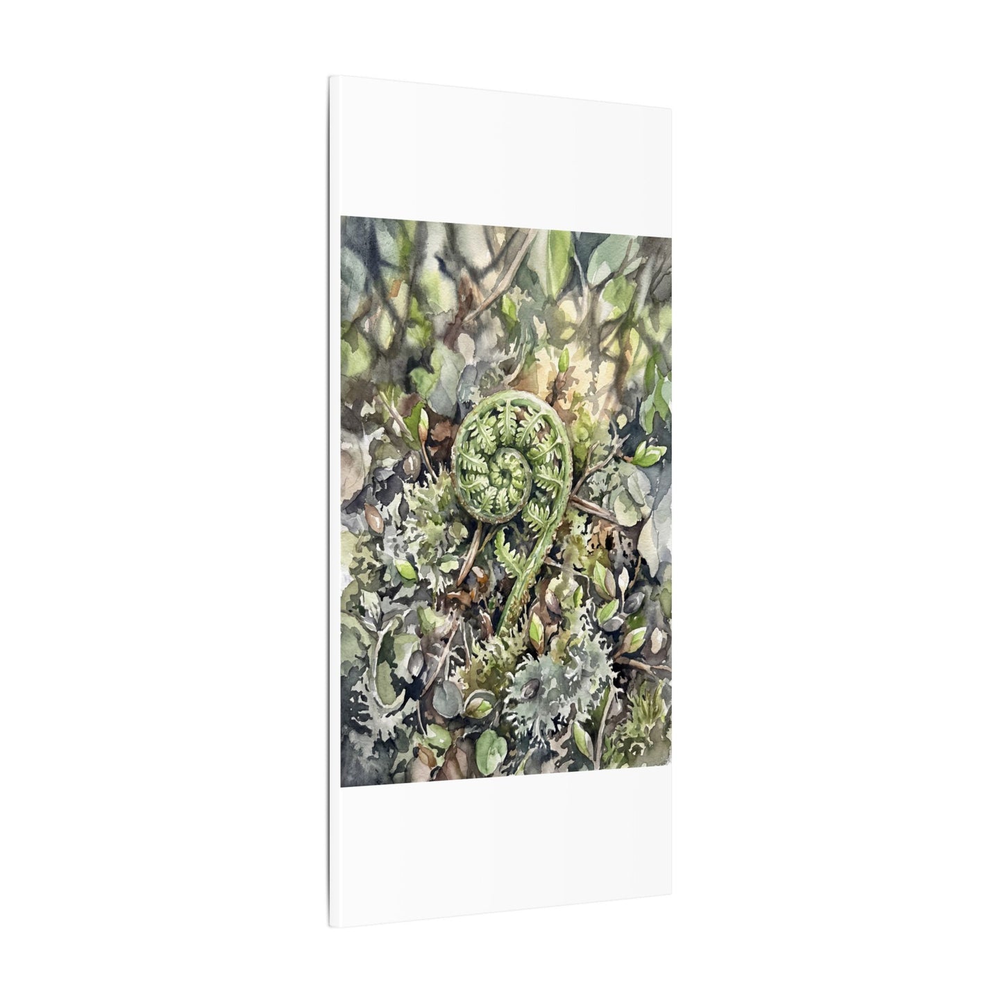 Fern Unfurling Spring Canvas Art | Japandi Neutral Design
