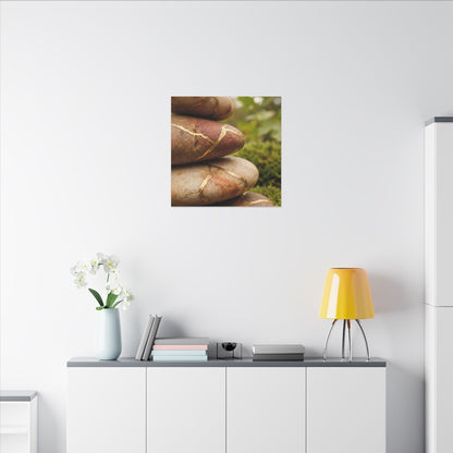 River Stones Summer Canvas Art | Kintsugi Healing Design