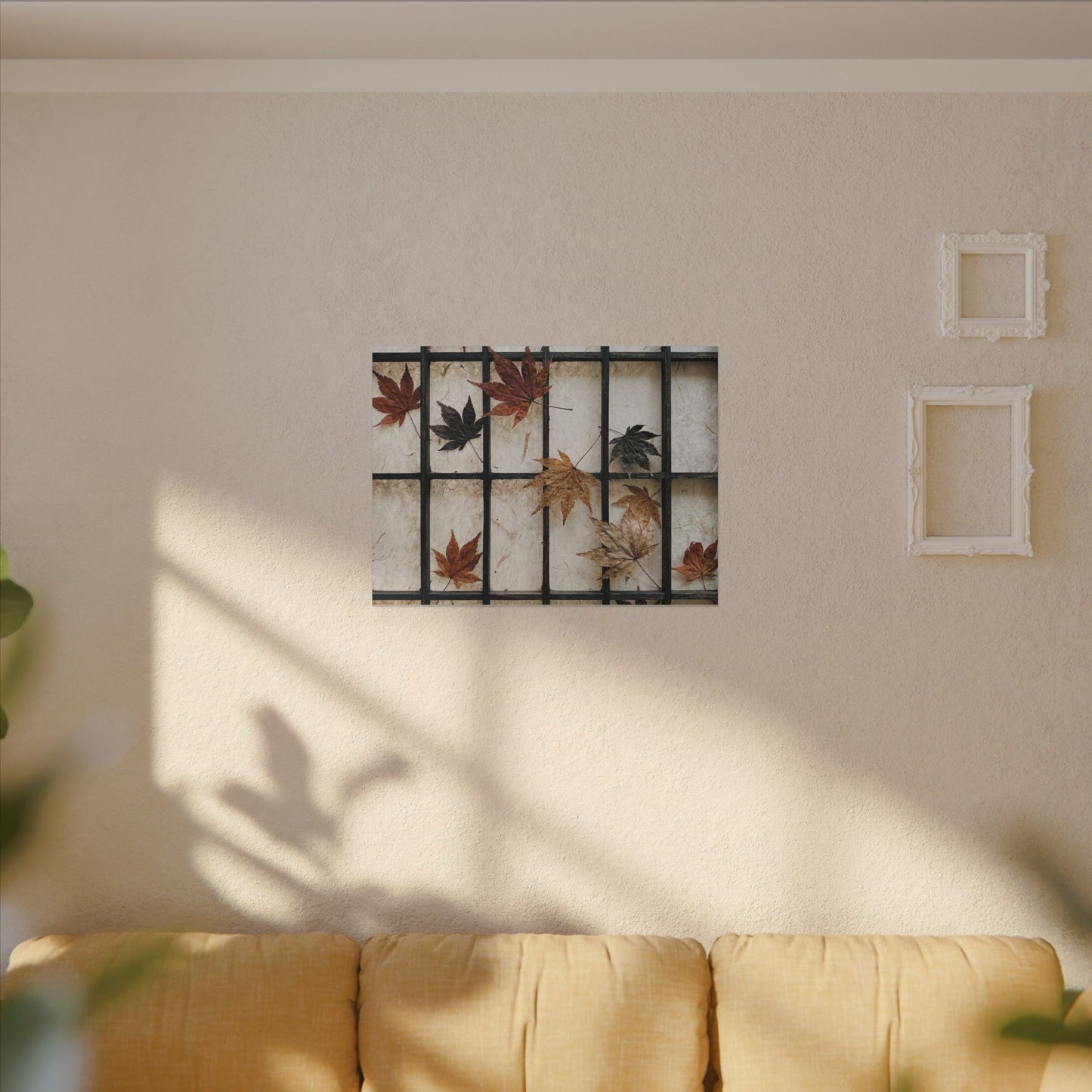 Japandi Shoji Screen in Overcast | Texture Canvas Art