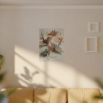 Paper Fold Spring Canvas Art | Japandi Earthy Design