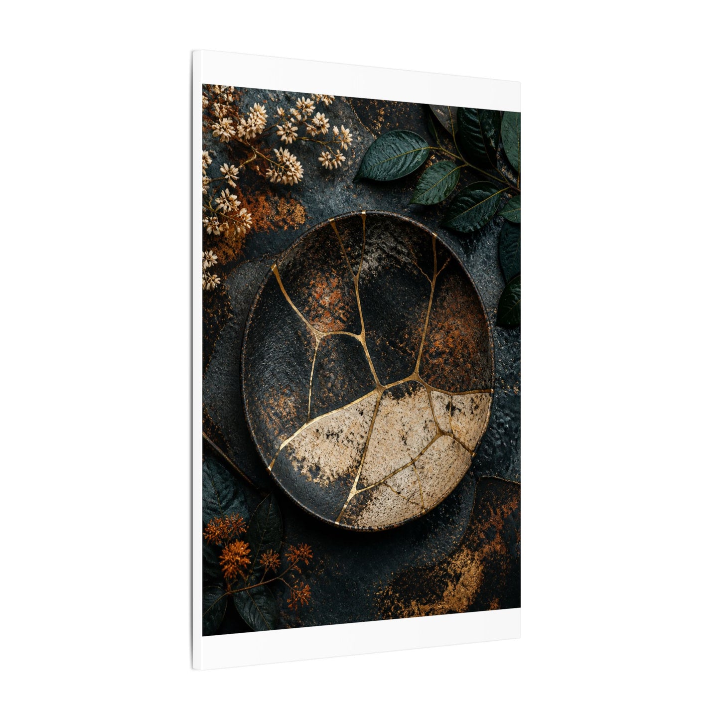 Kintsugi Rust Patina in Dawn | Gold Repair Canvas Art