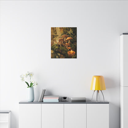 Spring Wild Mushrooms Herbarium Canvas Art | Earthy Decor