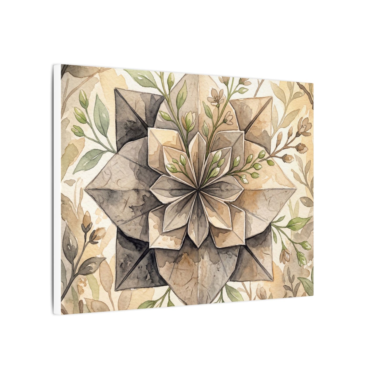 Warm Paper Fold Canvas Art - Watercolor Japandi