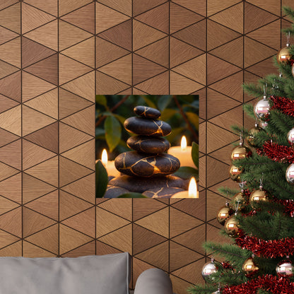 Summer River Stones Gold Vein Wall Art Print | Healing Decor
