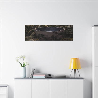 Ceramic Bowl Canvas Art | Summer Dark Japandi Charcoal Ink Art