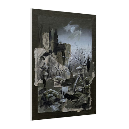 Winter Moonlit Garden Dark Texture Canvas Art | Moody Decor