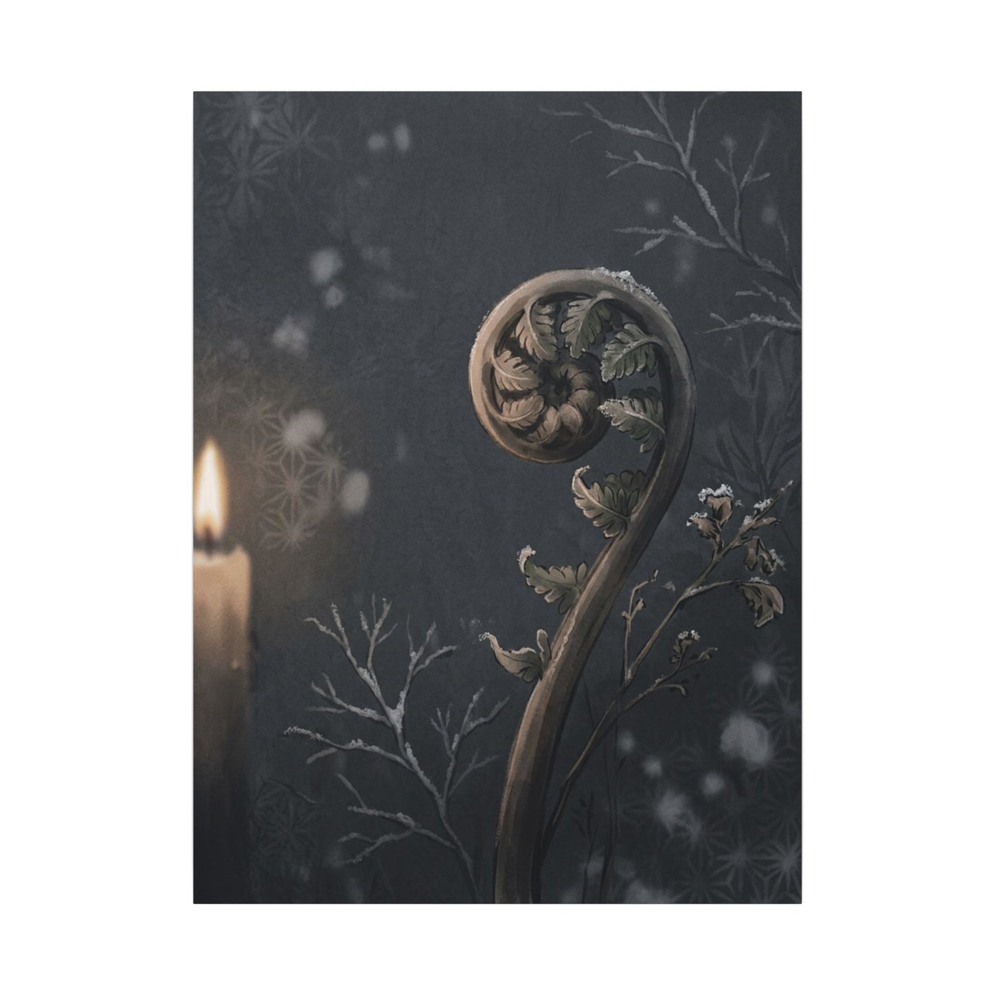 Candlelight Fern Unfurling Canvas Art - Japandi Ma