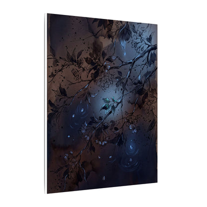 Bold Cherry Blossom Canvas Art - Charcoal Ink Dark Japandi
