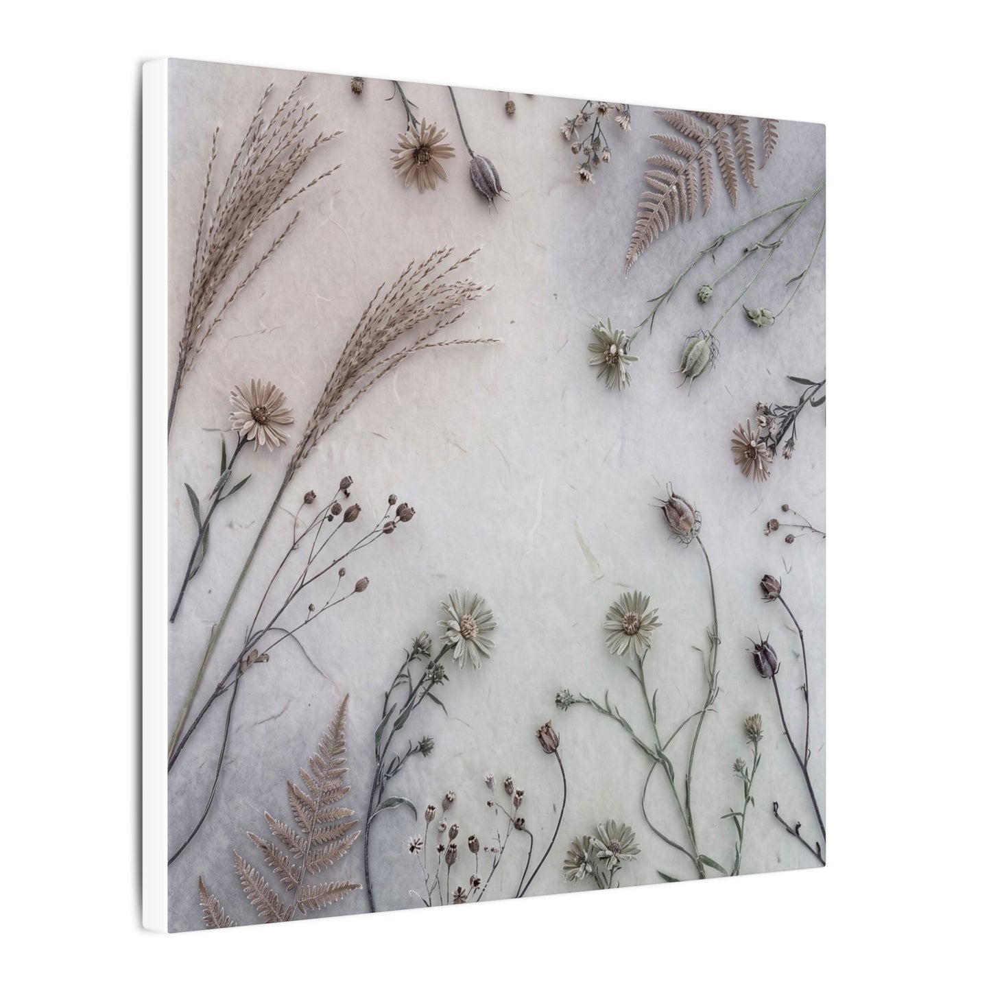 Dried Flowers Japanese Pattern Canvas Art | Elegant Japandi Art