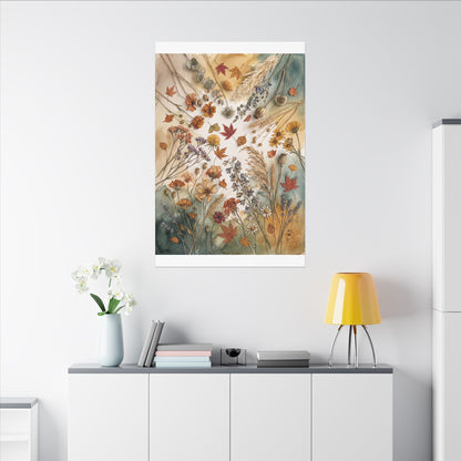 Dried Flowers Canvas Art | Autumn Japandi Watercolor Art