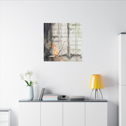 Shoji Screen Canvas Art | Spring Japandi Watercolor Art