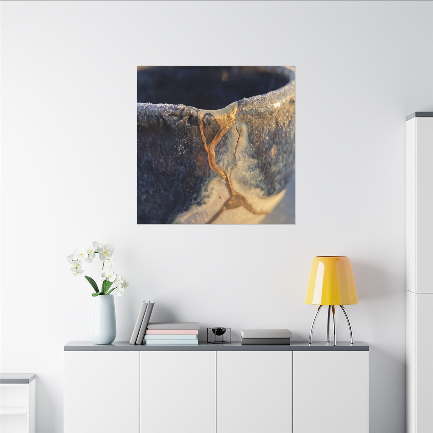 Winter Ceramic Bowl Gold Vein Canvas Art | Healing Decor
