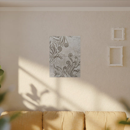 Japandi Fern Unfurling in Overcast | Japanese Pattern Canvas Art