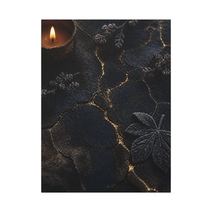 Candlelight Cracked Earth Canvas Art - Dark Japandi Ma