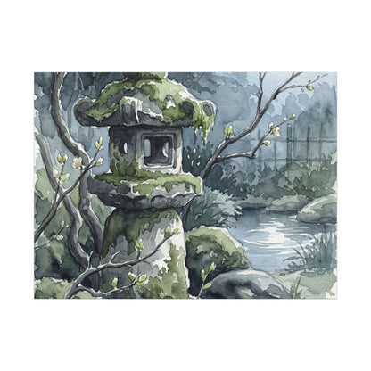 Moonlight Stone Lantern Canvas Art - Japandi Seijaku