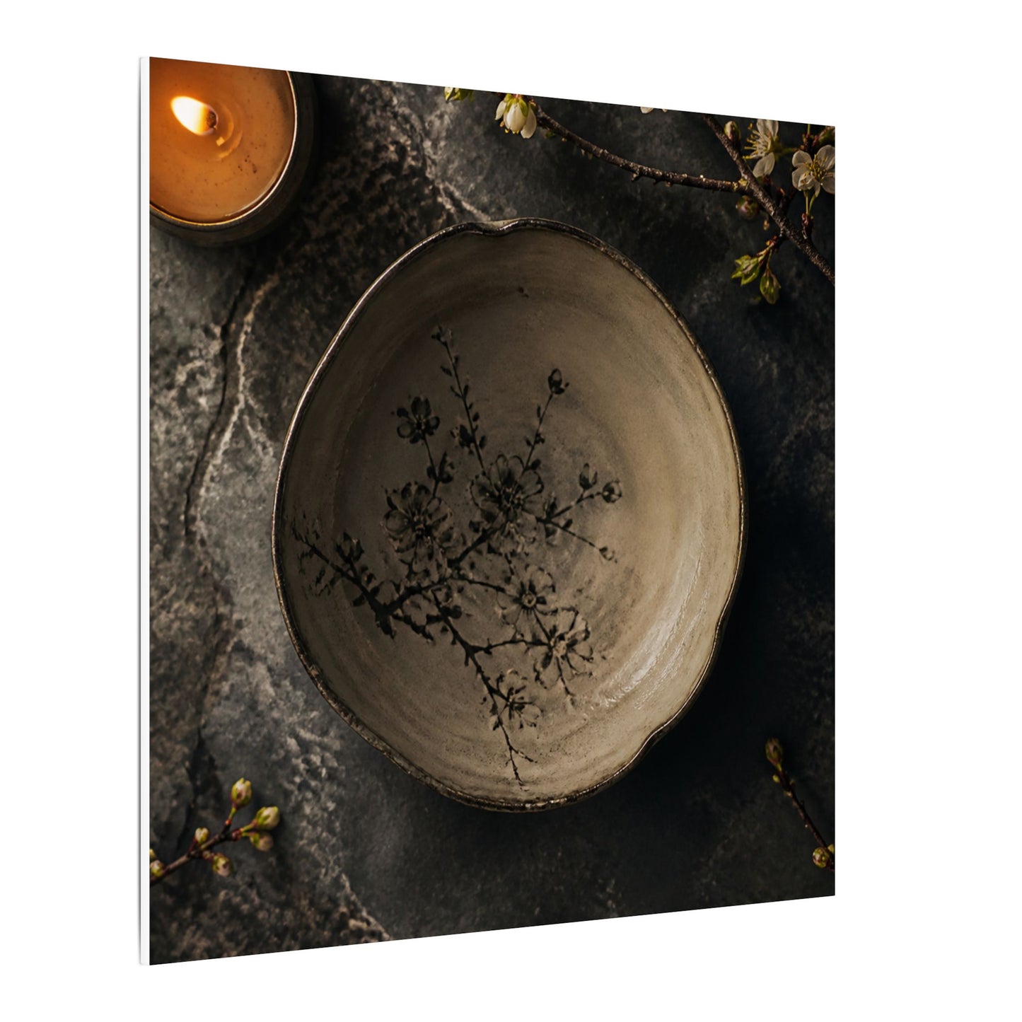Ceramic Bowl Spring Canvas Art | Japandi Earthy Design