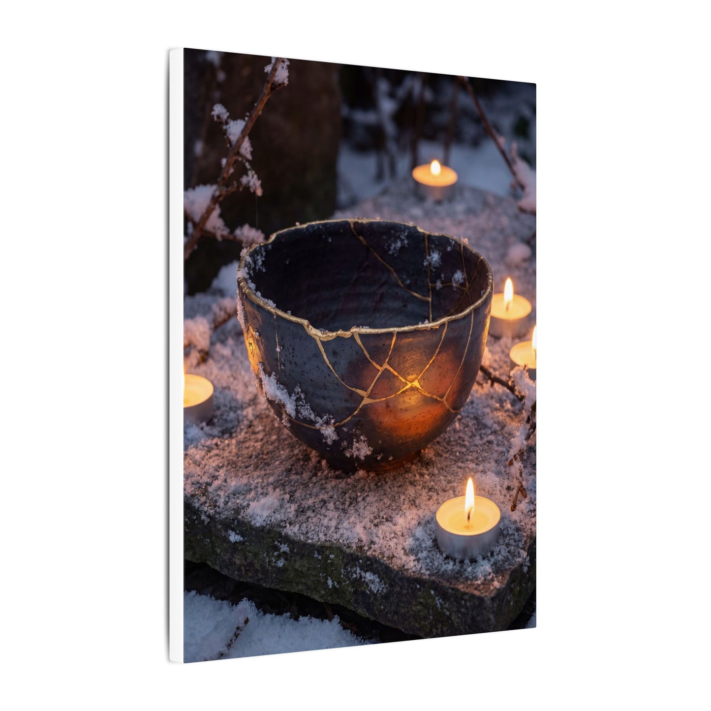 Ceramic Bowl Gold Repair Canvas Art | Beautiful Kintsugi Art